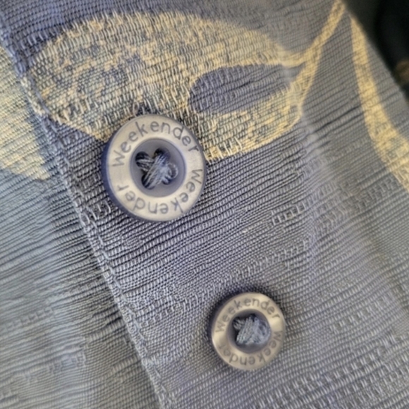 Mens Weekenders Blue Floral Silk Blend Button Down Short Sleeve Shirt US Size XL - Picture 8 of 11